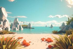 3D Render Beachscape Background photo