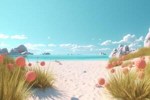 3D Render Beachscape Background Generative AI photo