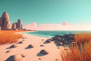 3D Render Beachscape Background photo