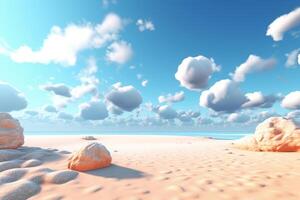 3D Render Beachscape Background Generative AI photo