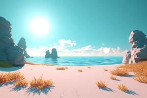 3D Render Beachscape Background Generative AI photo