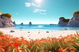 3D Render Beachscape Background photo