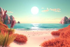 3D Render Beachscape Background Generative AI photo