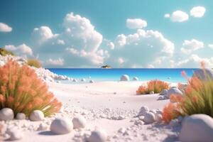 3D Render Beachscape Background Generative AI photo