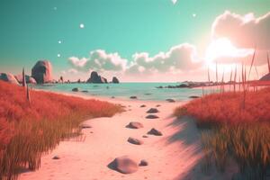 3D Render Beachscape Background Generative AI photo