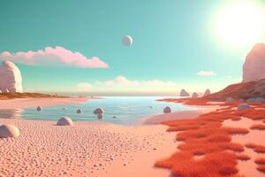 3D Render Beachscape Background Generative AI photo