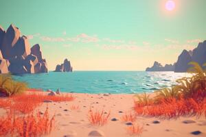 3D Render Beachscape Background Generative AI photo