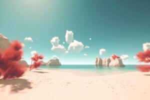 3D Render Beachscape Background Generative AI photo