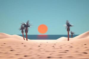 3D Render Beachscape Background Generative AI photo