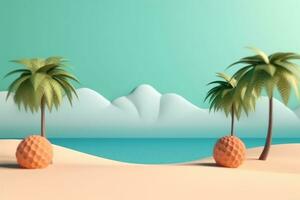 3D Render Beachscape Background Generative AI photo