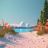 3d hacer paisaje de playa antecedentes generativo ai foto