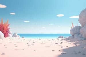 3D Render Beachscape Background Generative AI photo