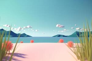 3D Render Beachscape Background Generative AI photo