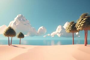 3D Render Beachscape Background Generative AI photo