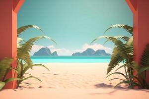 3D Render Beachscape Background Generative AI photo