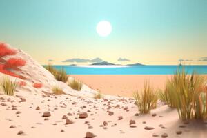 3D Render Beachscape Background Generative AI photo