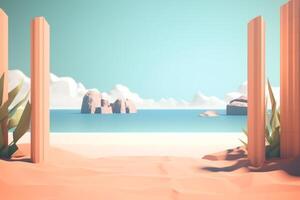 3D Render Beachscape Background Generative AI photo