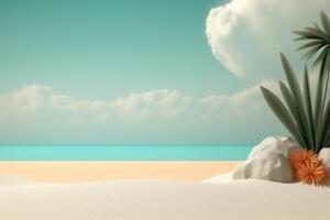 3D Render Beachscape Background Generative AI photo