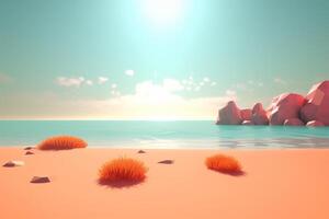 3D Render Beachscape Background Generative AI photo