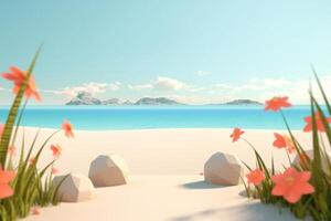 3D Render Beachscape Background Generative AI photo