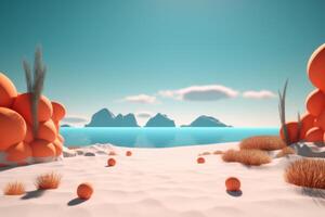 3D Render Beachscape Background Generative AI photo