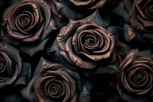 Black Roses Texture Background Generative AI photo