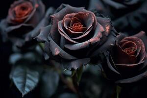 Black Roses Texture Background Generative AI photo