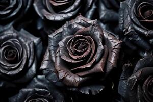 Black Roses Texture Background Generative AI photo