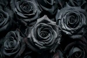 Black Roses Texture Background Generative AI photo