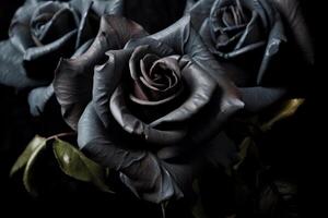 Black Roses Texture Background Generative AI photo