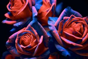 Blacklight Roses Texture Background Generative AI photo