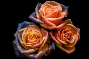 Blacklight Roses Texture Background Generative AI photo