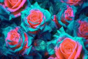 Blue and Pink Roses Texture Background Generative AI photo