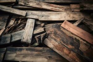 Broken Wooden Planks Background Generative AI photo