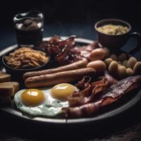 de cerca de desayuno comida generativo ai foto