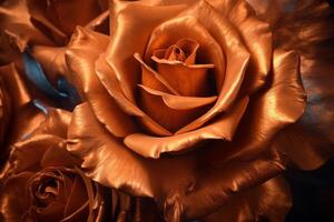 Bronze Roses Texture Background Generative AI photo