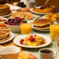 Closeup of Breakfast Food Generative AI photo