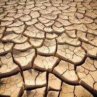 Closeup of Dry Cracked Desert Dirt Generative AI photo