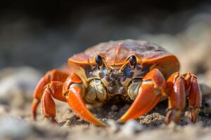 Closeup of a Beach Crab Generative AI photo