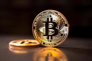 Closeup of a Bitcoin in a Bank photo