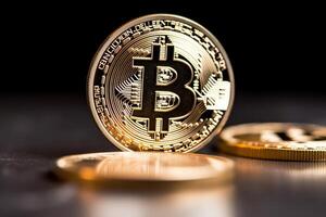 Closeup of a Bitcoin in a Bank photo