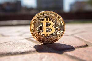 Closeup of a Bitcoin in a Unique Setting photo