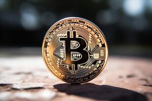Closeup of a Bitcoin in a Unique Setting photo