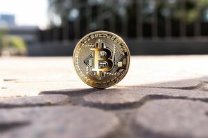 Closeup of a Bitcoin in a Unique Setting photo