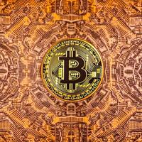 Closeup of a Bitcoin with a Unique Backdrop Generative AI photo