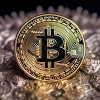 Closeup of a Bitcoin with a Unique Backdrop photo