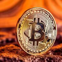 Closeup of a Bitcoin with a Unique Backdrop photo
