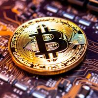 Closeup of a Bitcoin with a Unique Backdrop photo