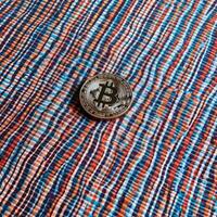 Closeup of a Bitcoin with a Unique Backdrop photo