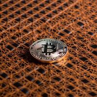 Closeup of a Bitcoin with a Unique Backdrop photo